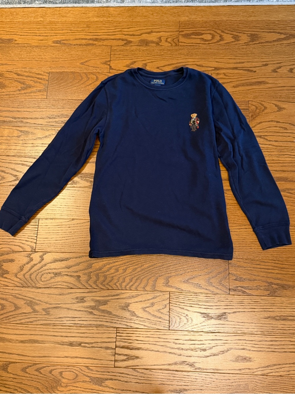 Polo by Ralph Lauren - Navy Polo Bear Waffle Long Sleeve - Medium